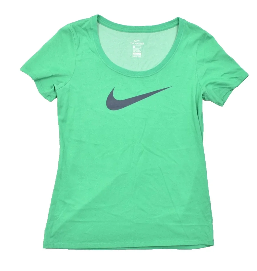 Nike Women's Size Small Green Dri-Fit Athletic Cut Short Sleeve Swoosh Logo Tee